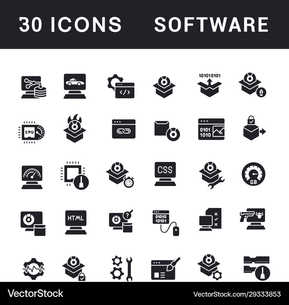 Set simple icons software Set simple icons software vector image