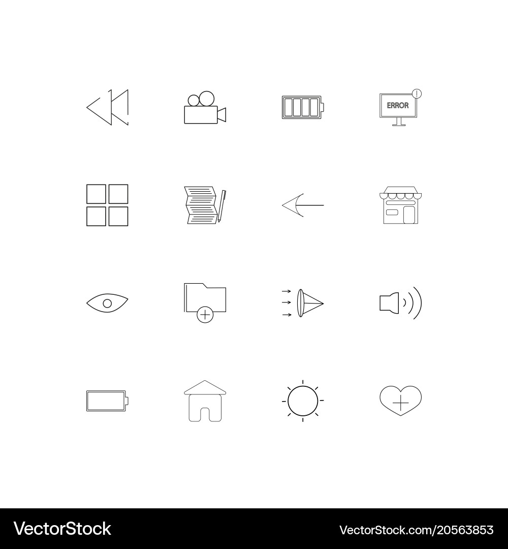User interface simple linear icons set outlined vector image