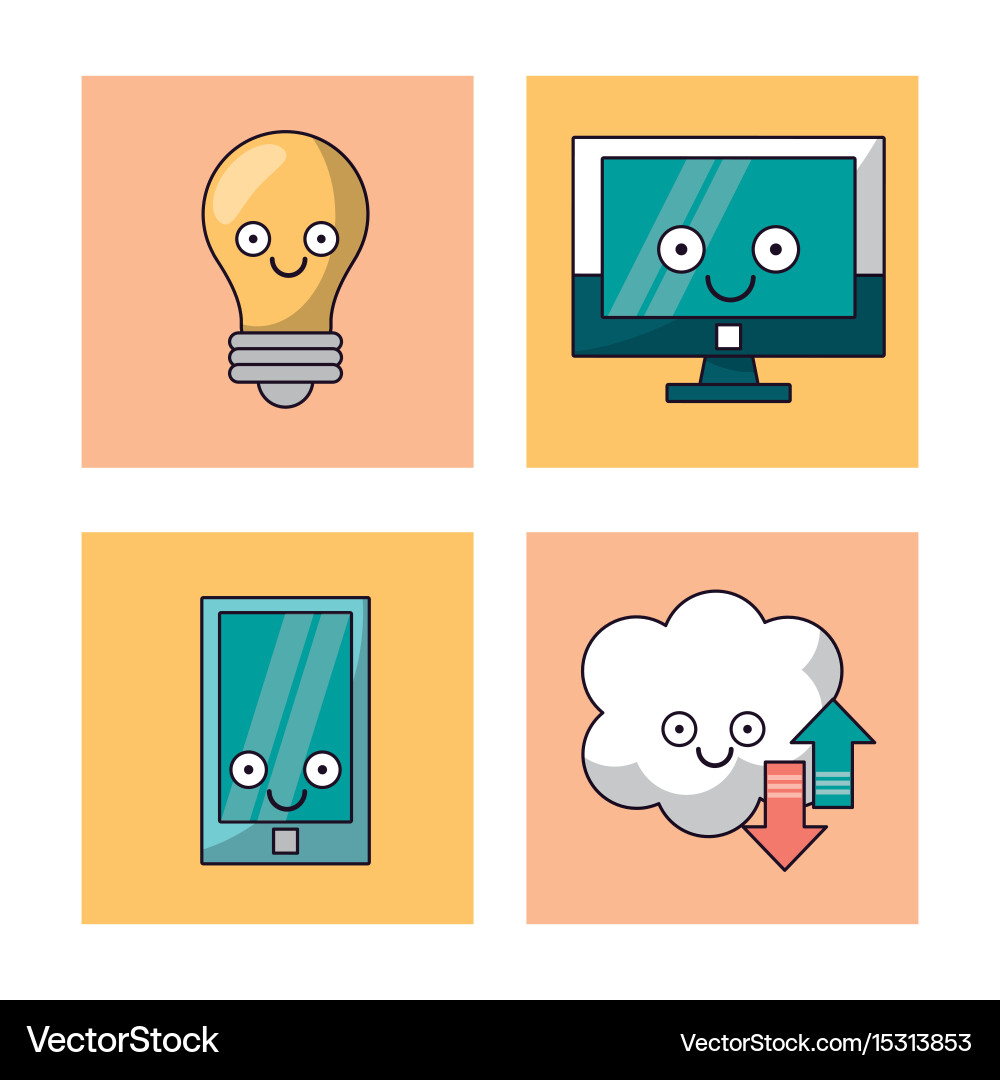 White background with set of frames tech vector image
