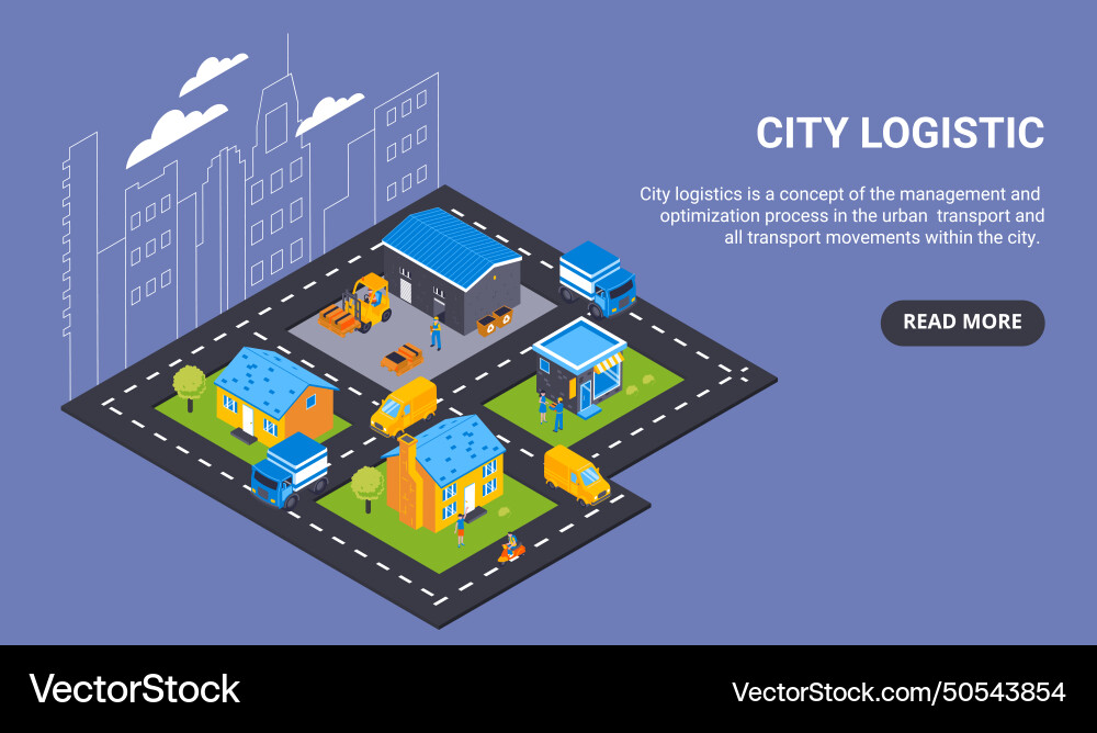 City logistics horizontal banner vector image