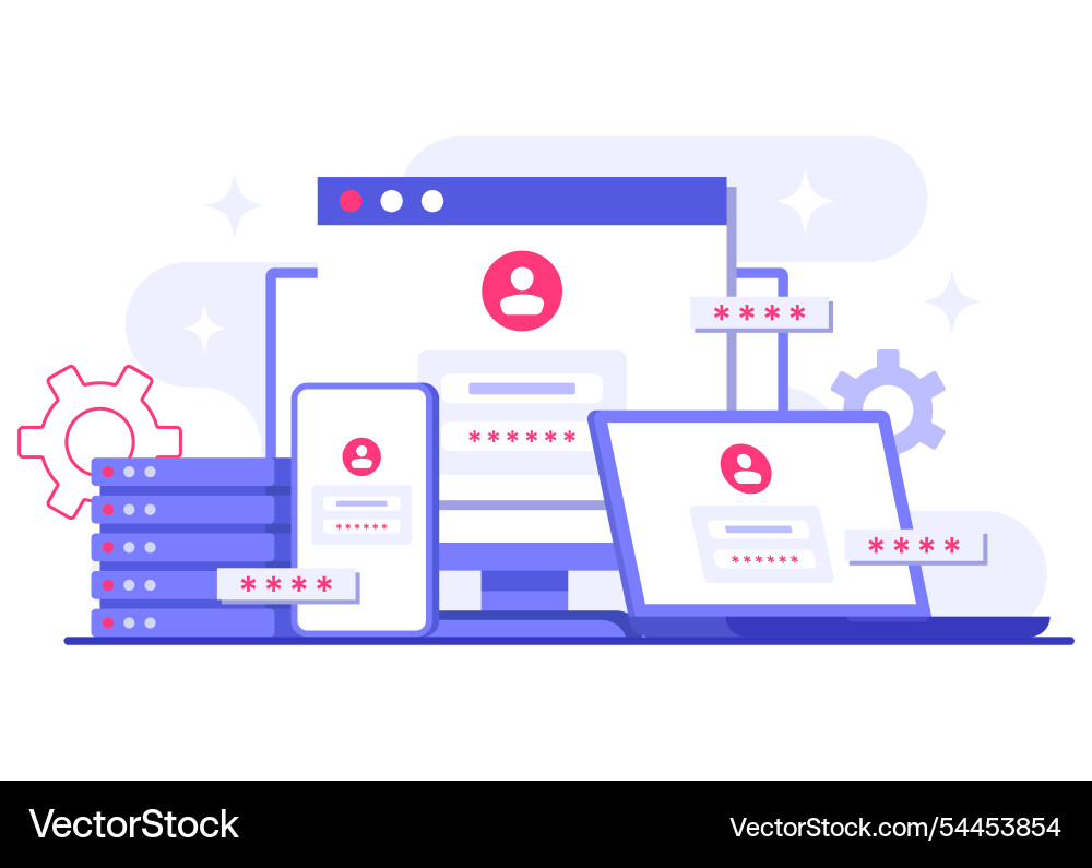 Database protection cyber security data center Database protection cyber security data center vector image