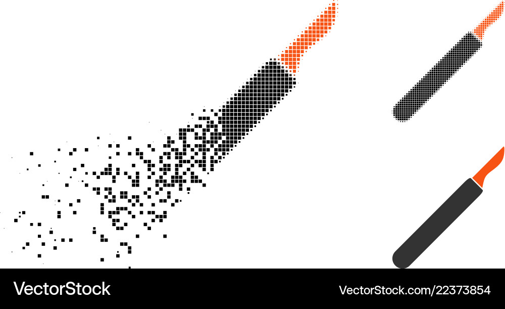 Dissolved pixel halftone scalpel icon Dissolved pixel halftone scalpel icon Vector Image