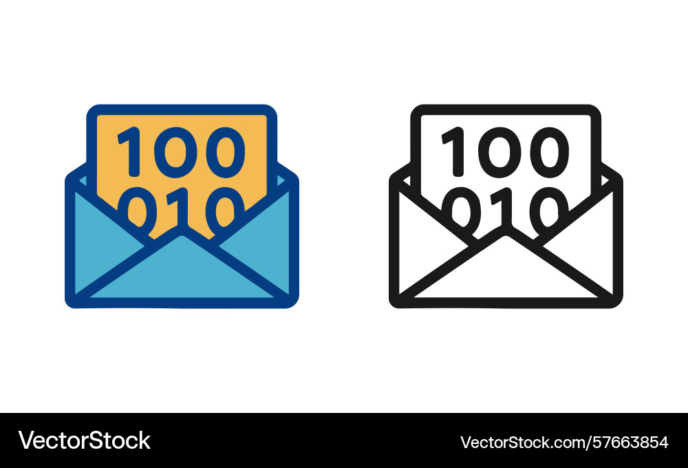 Email digital envelope with binary code data vector image