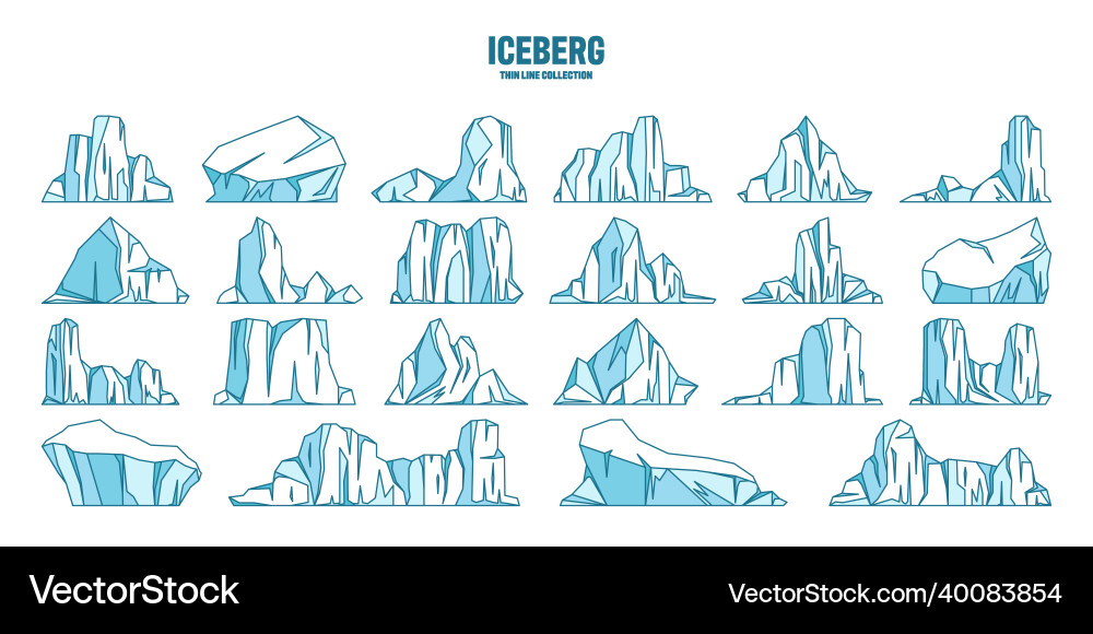 Floating icebergs skizzensammlung drifting Floating icebergs skizzensammlung drifting vektorbild