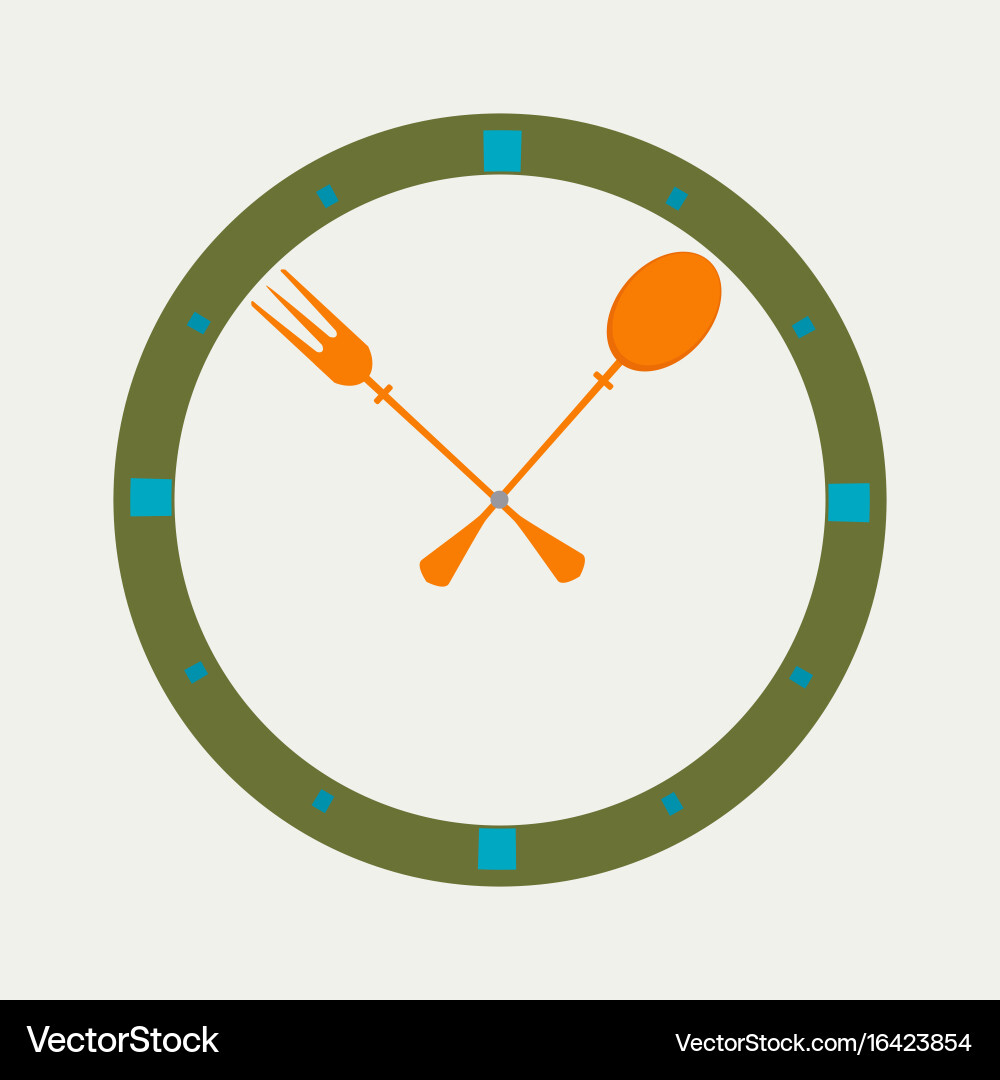 Fork and spoon as a clock vector image