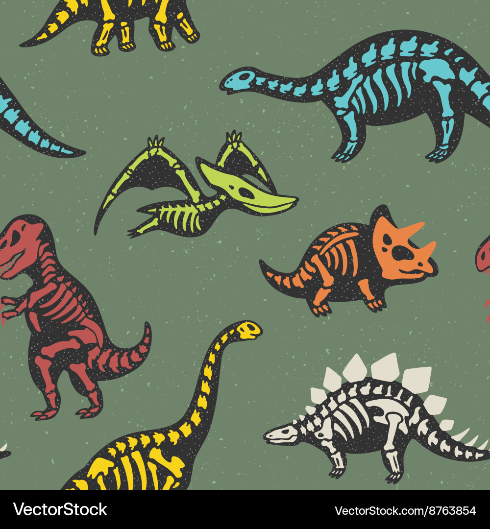 Funny Fossil Dinosaur Pattern vector image