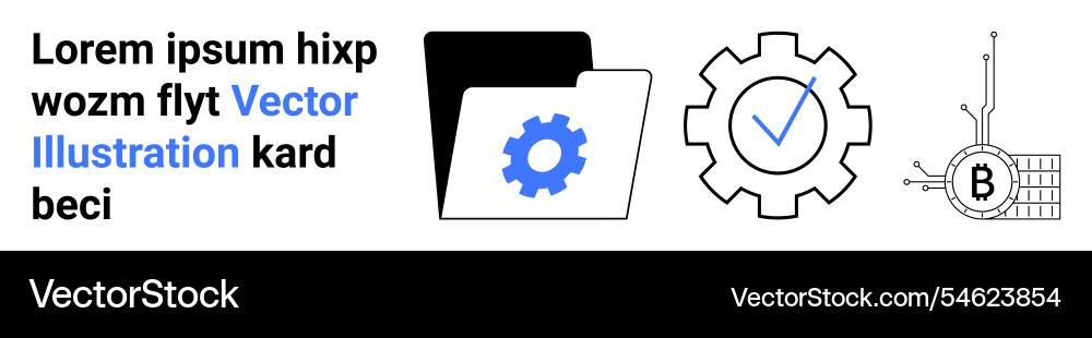 Gear folder and bitcoin symbols with tech Gear folder and bitcoin symbols with tech vector image