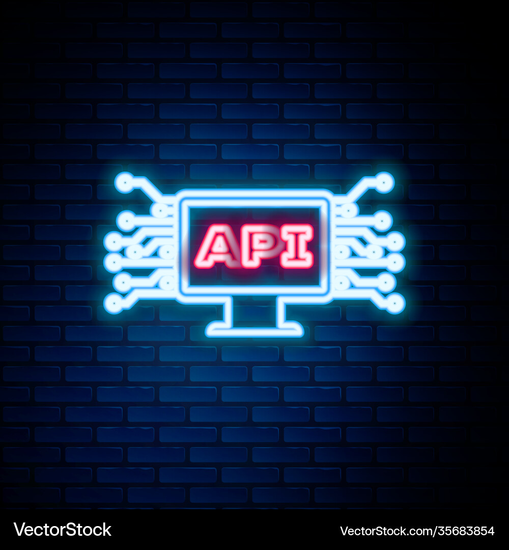 Glowing neon line computer api interface icon Glowing neon line computer api interface icon vector image