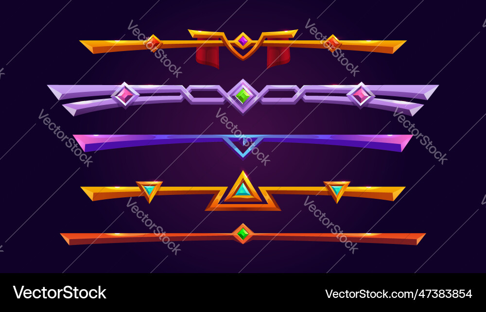 Golden fantasy game border ui button frame design Golden fantasy game border ui button frame design vector image