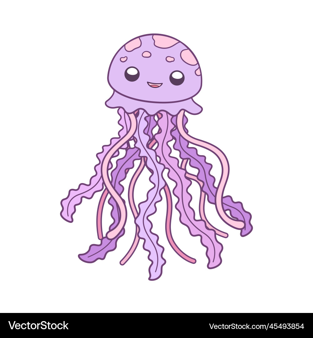 Happy smiling jellyfish art underwater marine Happy smiling jellyfish art underwater marine vector image