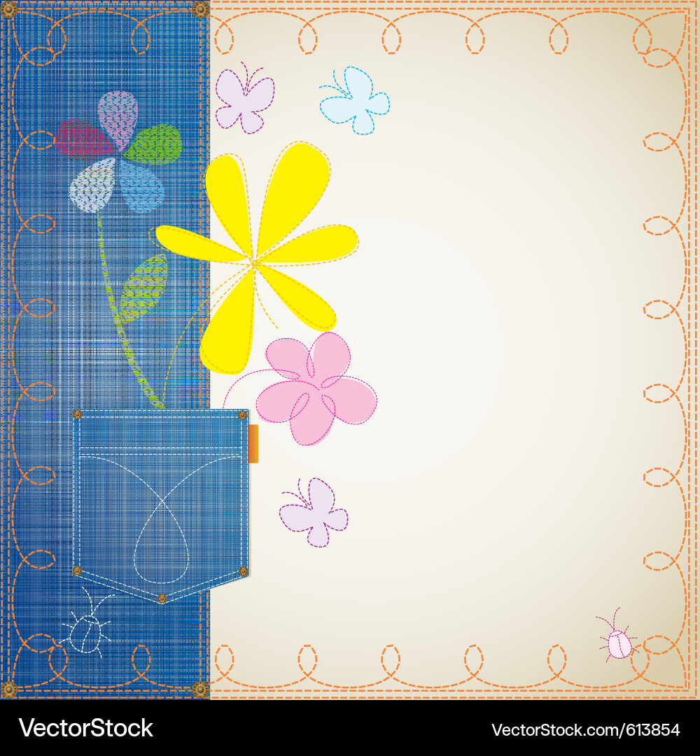 Jean embroidery frame Vector Image
