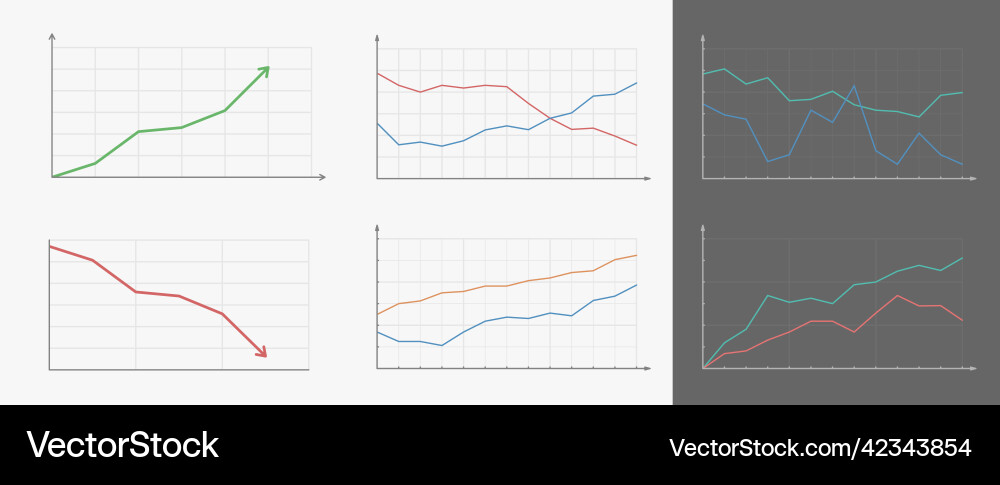 Linear chart graph set Linear chart graph set vector image