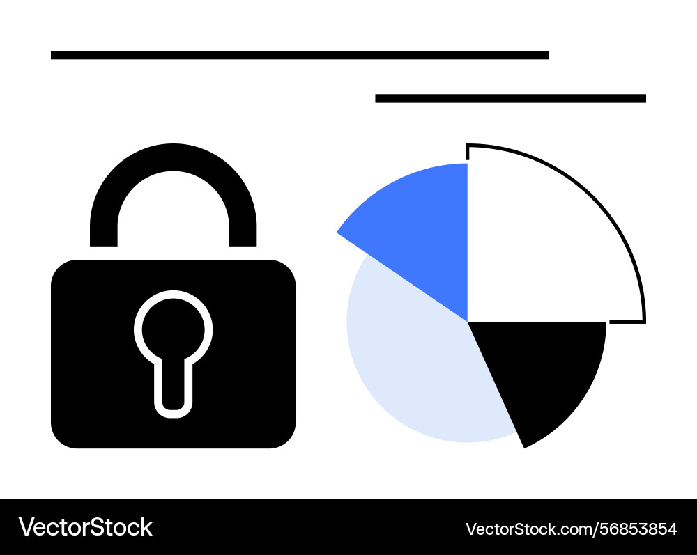 Lock and pie chart representing data security Lock and pie chart representing data security vector image