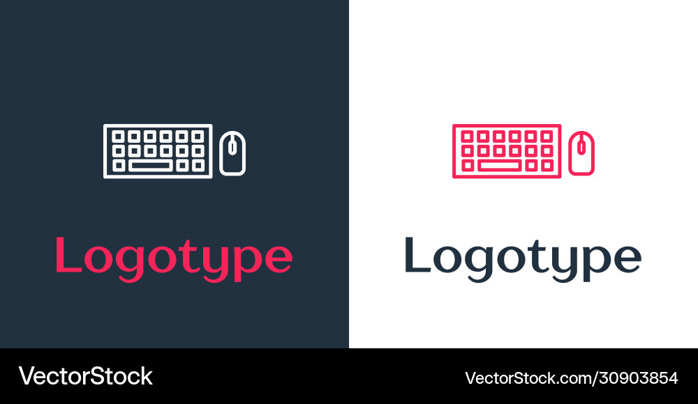 Logotype line computer keyboard and mouse icon Logotype line computer keyboard and mouse icon vector image
