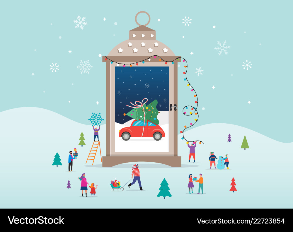 Merry christmas winter wonderland scenes in s Merry christmas winter wonderland scenes in s vector image