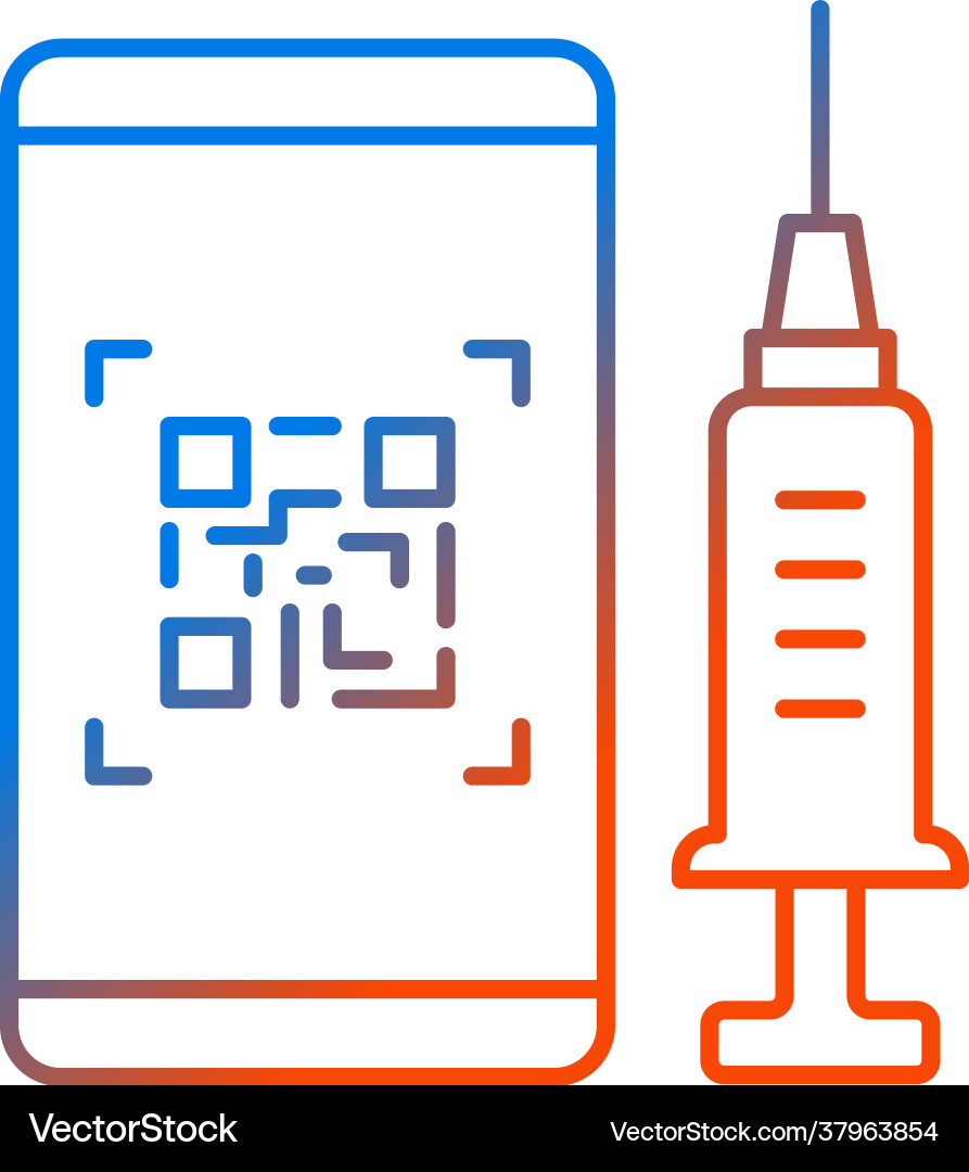 Qr code for vaccination gradient linear icon Qr code for vaccination gradient linear icon vector image