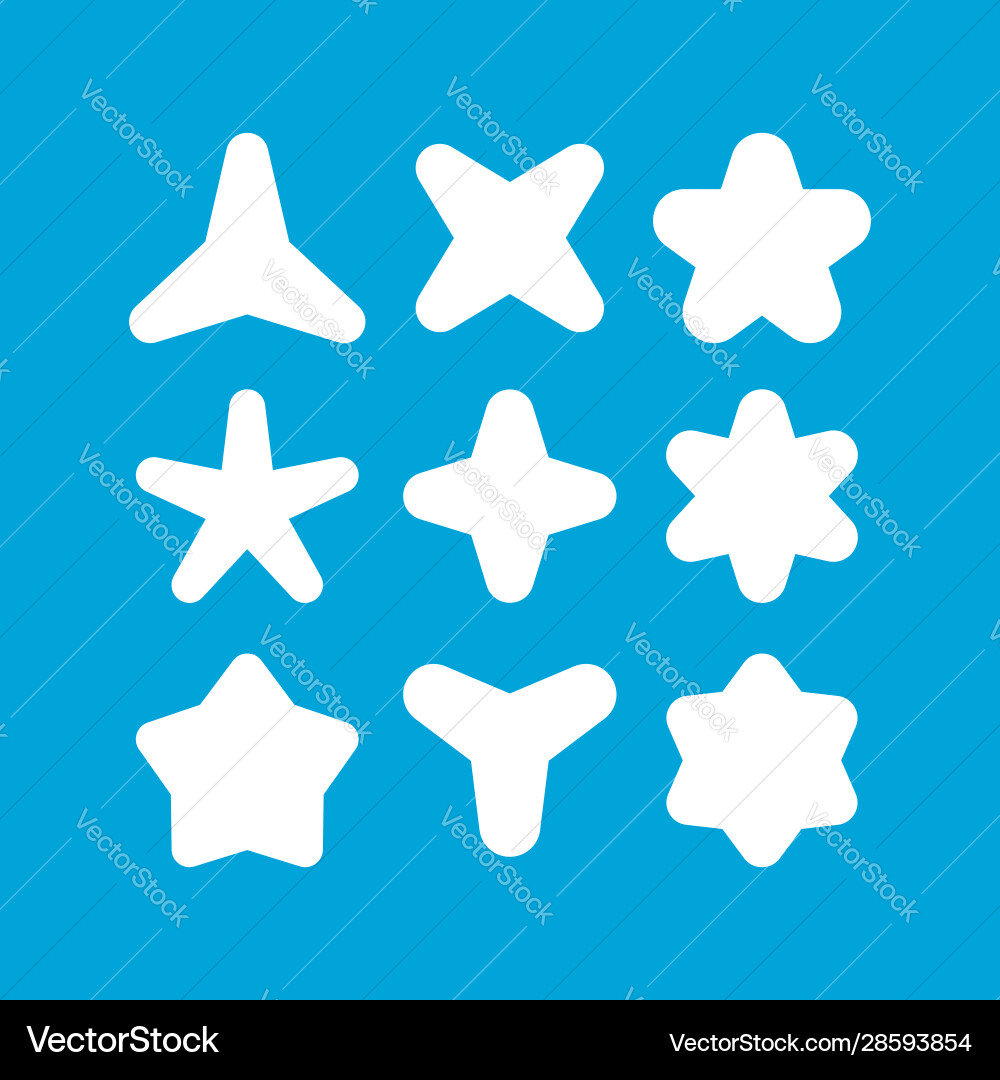 Rounded star set element design in flat symbol vector image