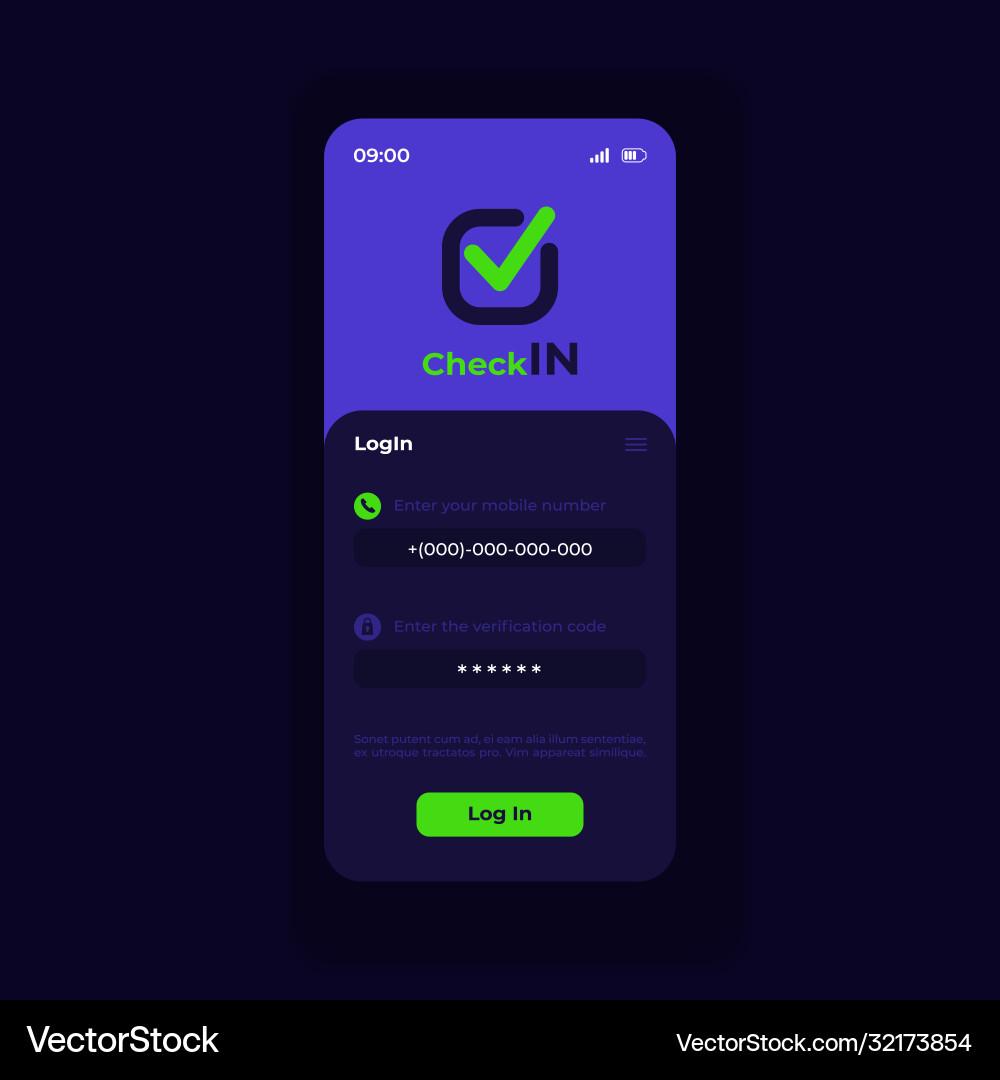 Self check in app smartphone interface template Self check in app smartphone interface template Vector Image