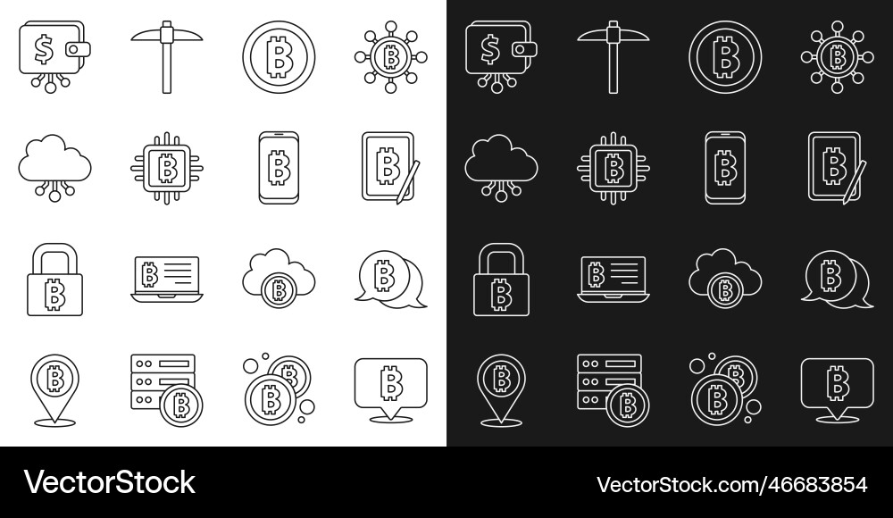 Set line bitcoin mining from tablet cpu Set line bitcoin mining from tablet cpu vector image