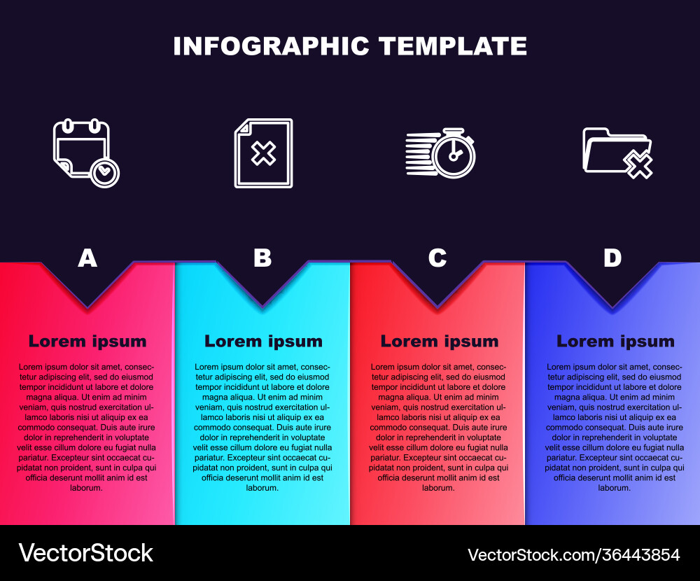 Set line calendar and clock delete file document Set line calendar and clock delete file document vector image