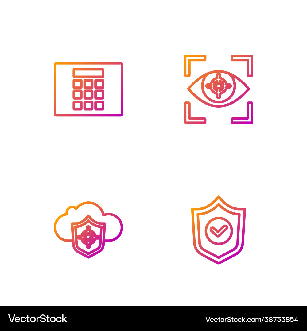 Set line shield with check mark cloud Set line shield with check mark cloud vector image