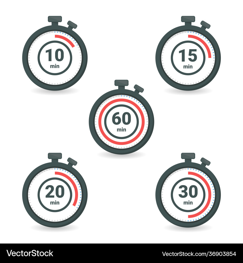 Set stopwatch with different time Vector Image