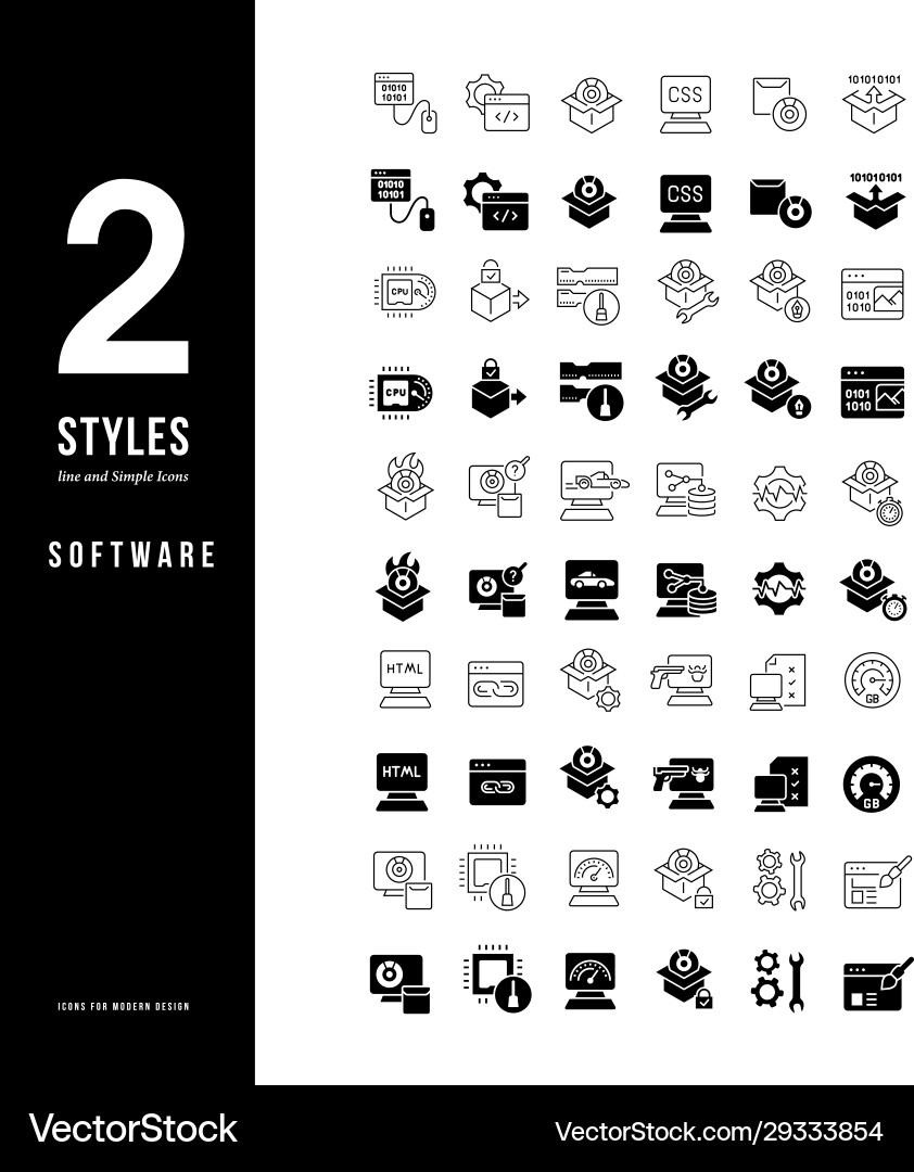 Simple line icons software Simple line icons software vector image