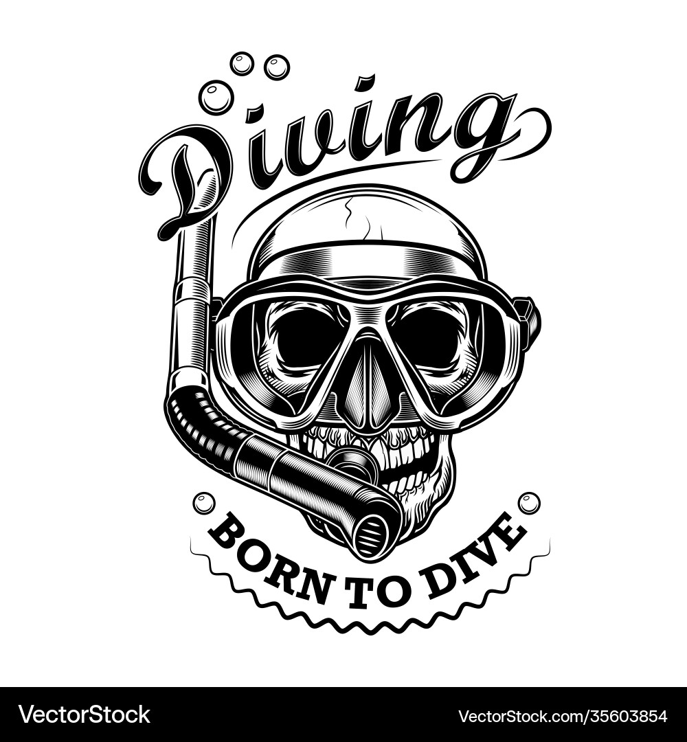 Snorkeler skull Snorkeler skull Vector Image