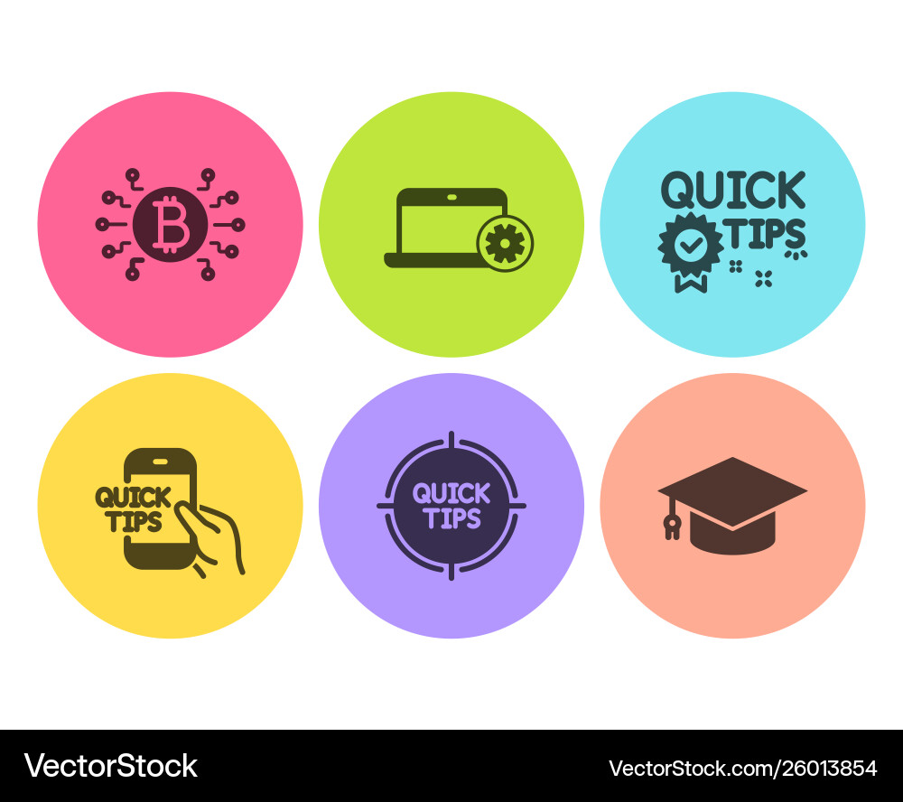 Tips quick and bitcoin system icons set Tips quick and bitcoin system icons set vector image