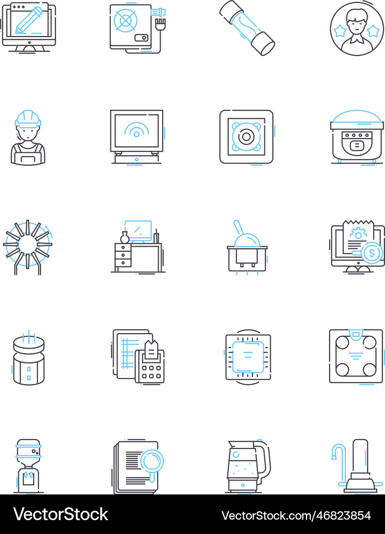 Tool resources linear icons set pliers hammer Tool resources linear icons set pliers hammer vector image
