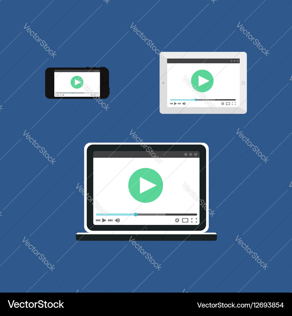 Web template of adaptive video form vector image