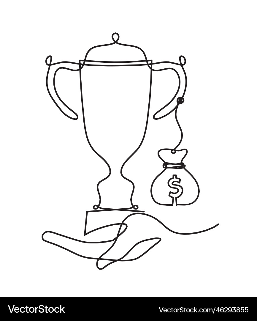 Abstract cup with dollar as continuous lines Abstract cup with dollar as continuous lines vector image