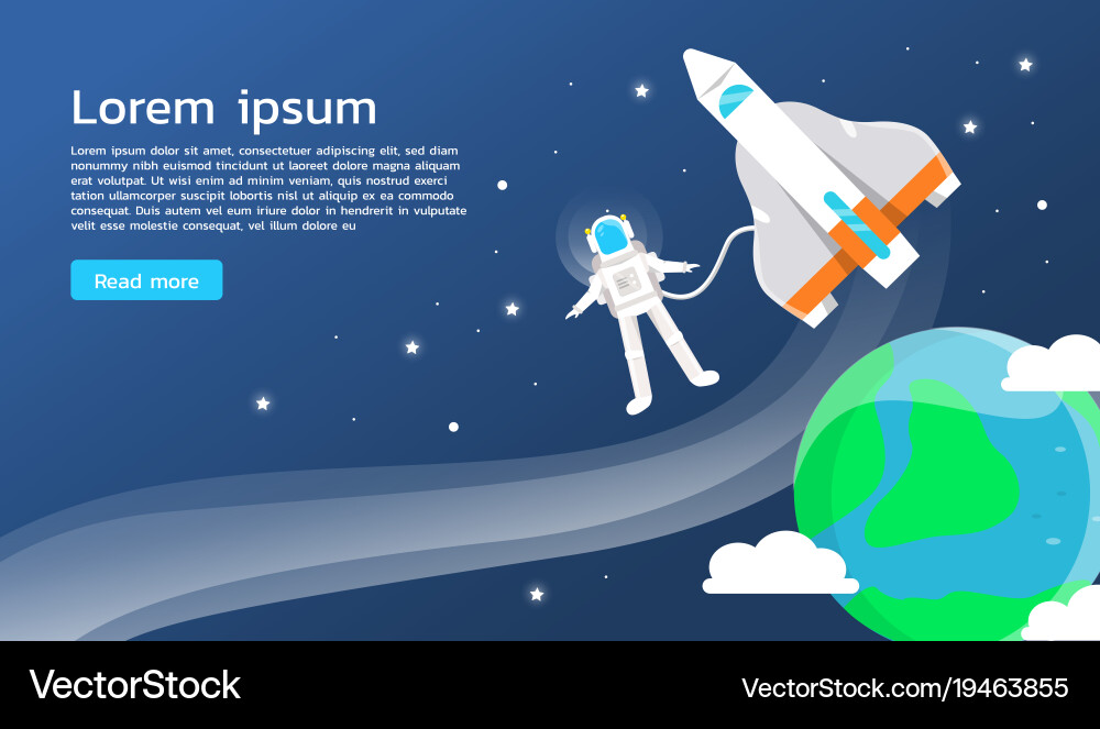 Astronaut with spaceship and earth in universe vector image