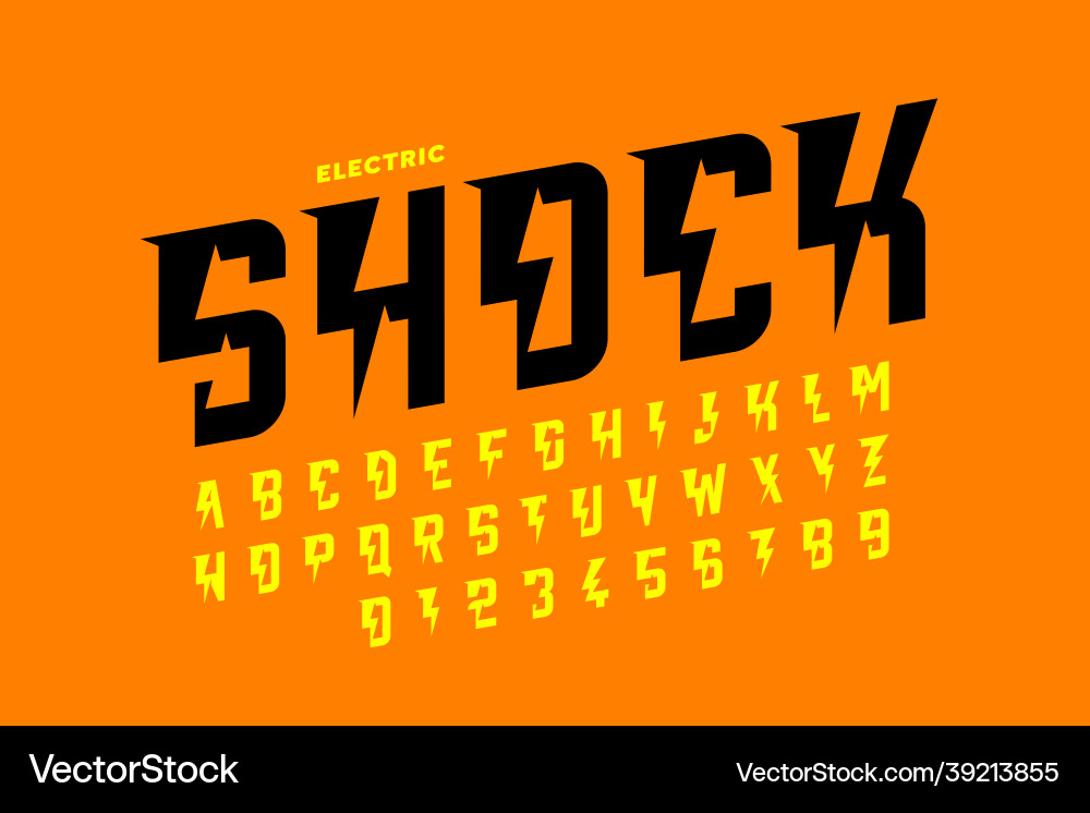 Electric shock style font design vector image