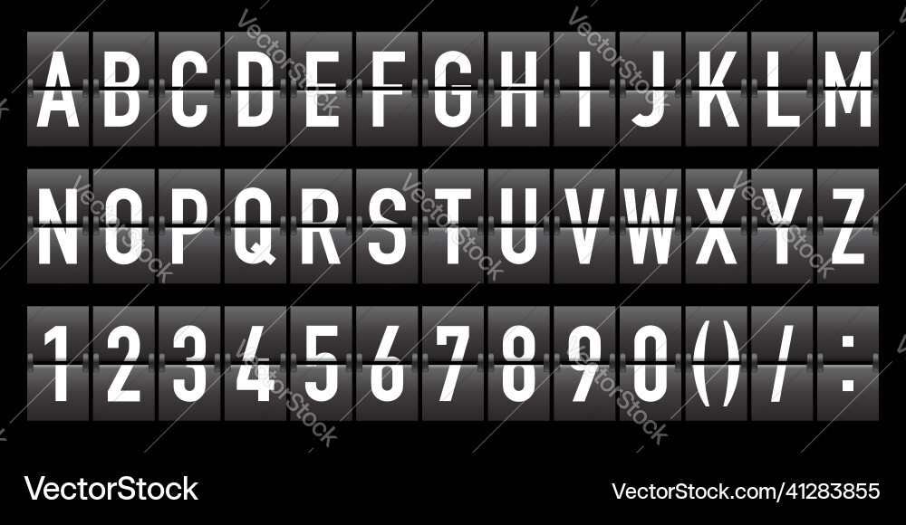 Flip font with alphabet and numbers Flip font with alphabet and numbers vector image