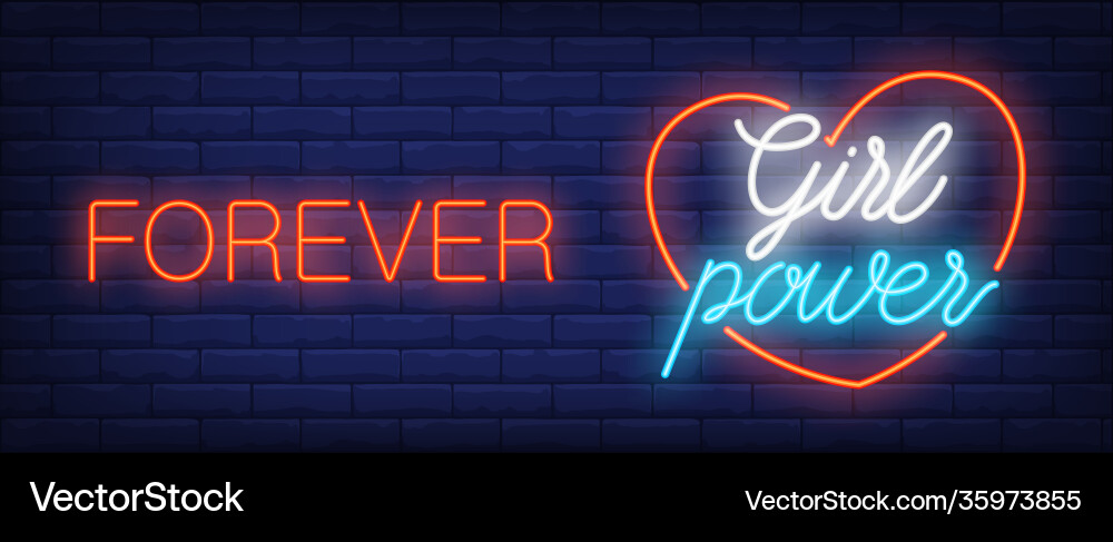 Für immer Mädchen Macht Neonzeichen Für immer Mädchen Macht Neonzeichen vektorbild