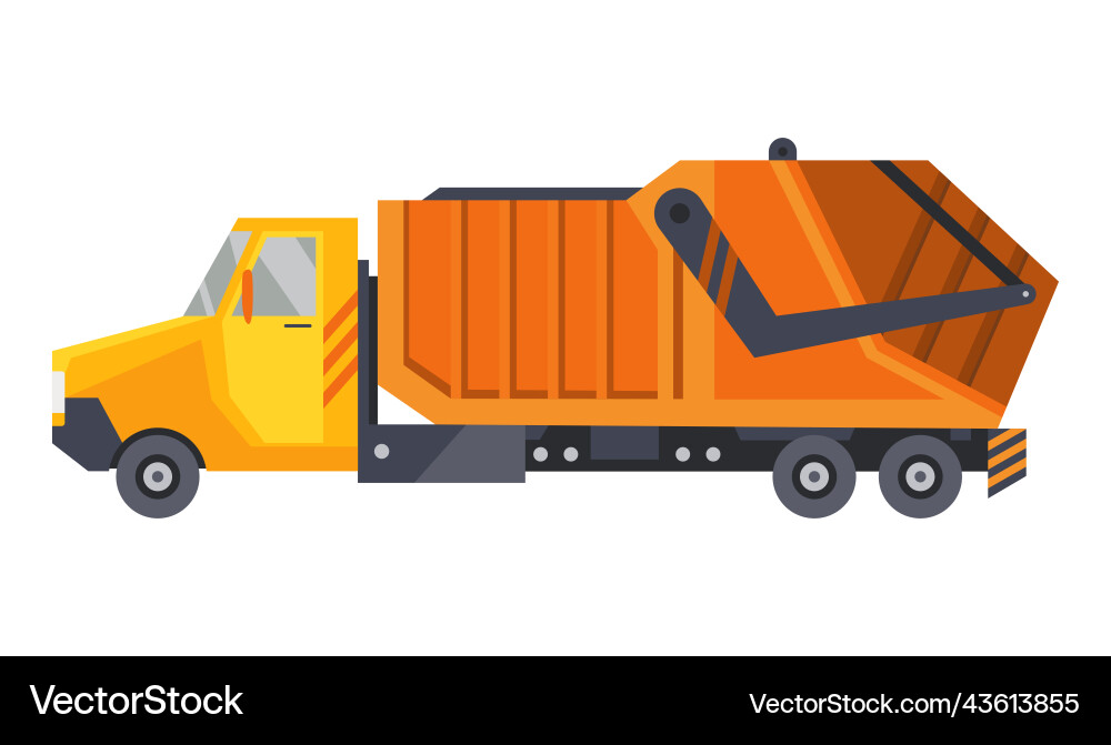 Garbage truck with auto loader collection Garbage truck with auto loader collection vector image