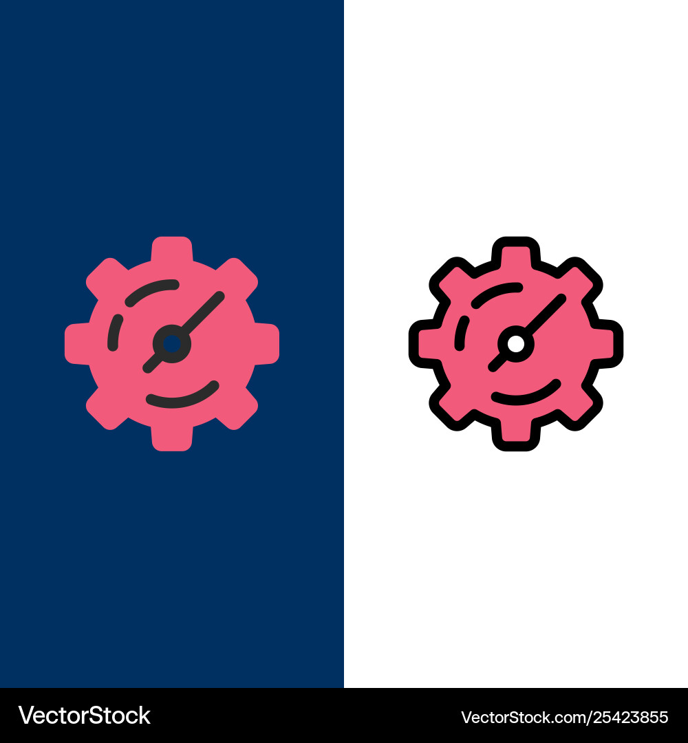 Gear setting timer icons flat and line filled Gear setting timer icons flat and line filled vector image