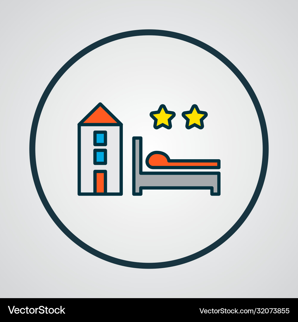 Hotel icon colored line symbol premium quality Hotel icon colored line symbol premium quality vector image