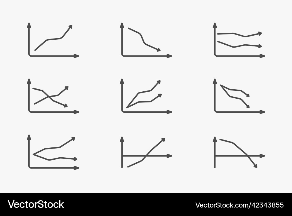 Linear chart graph line icon set Linear chart graph line icon set vector image