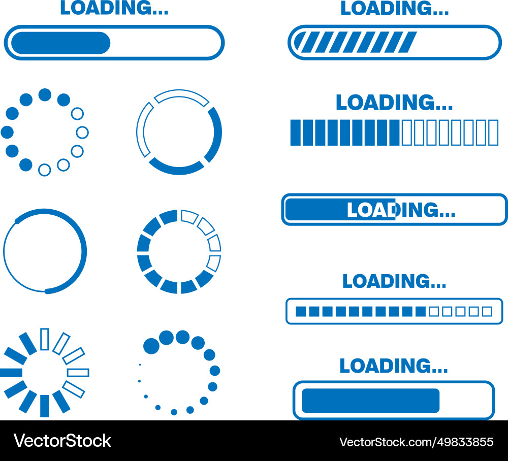 Loading bar icon set progress ui for app web Loading bar icon set progress ui for app web Vector Image