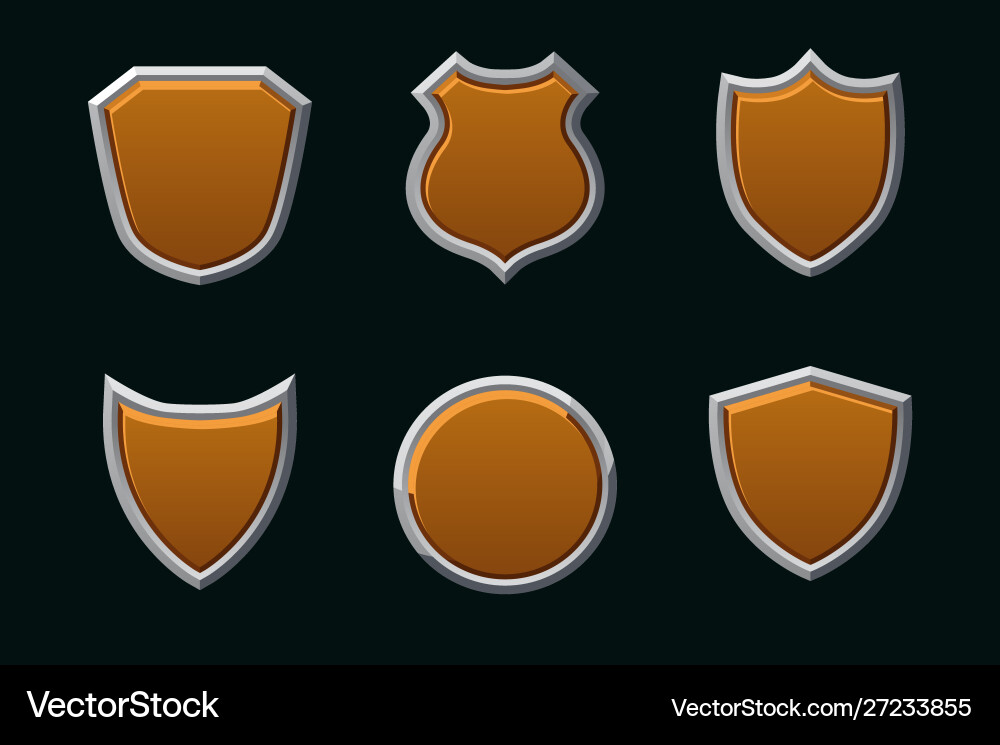 Medieval shields in different shape empty Medieval shields in different shape empty vector image