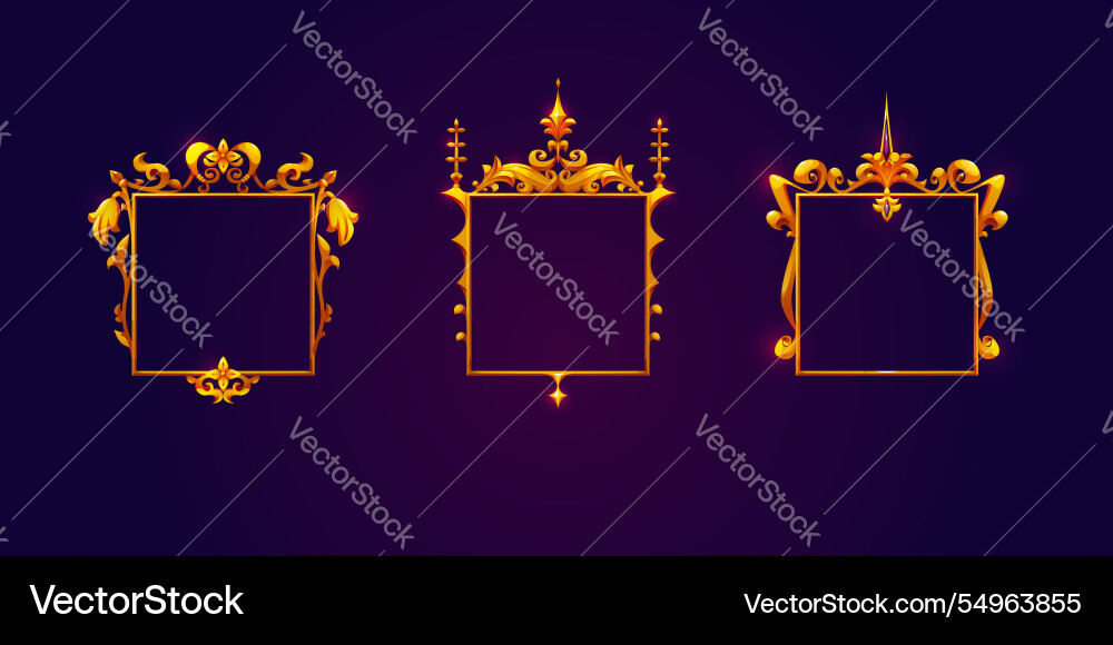 Royal golden frames set for game user interface Royal golden frames set for game user interface vector image