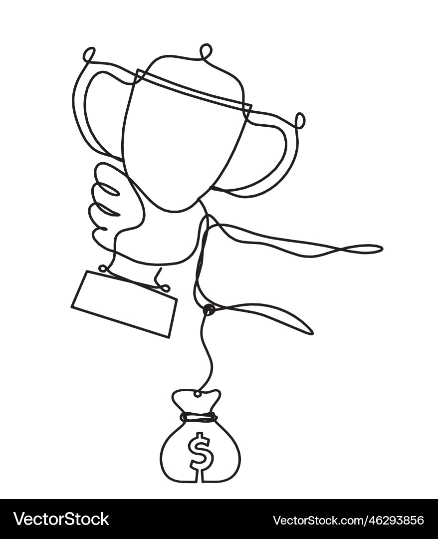 Abstract cup with dollar as continuous lines Abstract cup with dollar as continuous lines vector image