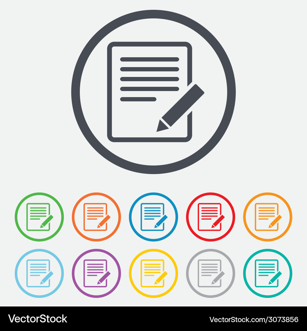 Edit document sign icon content button vector image