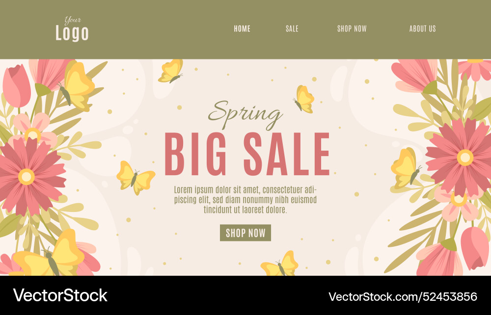 Flat spring landing page template Vector Image