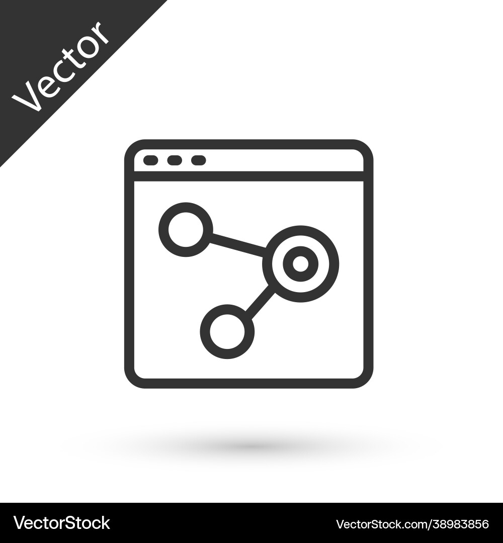 Grey line browser window icon isolated on white Vector Image