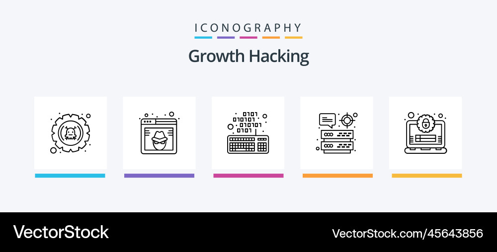 Hacking line 5 icon pack including bug storage Vector Image