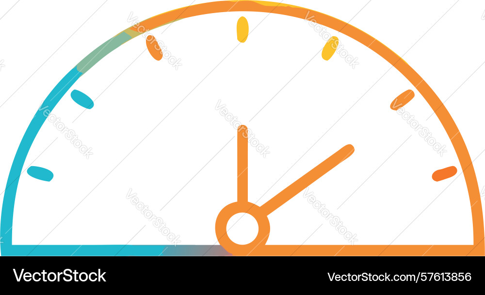 Half-circle timer icon for countdown and progress vector image