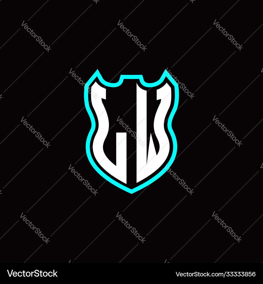 L w initial logo design with shield shape L w initial logo design with shield shape vector image